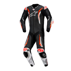 Alpinestars 1-delt l�derdragt - GP Tech v5 Sort/Hvid/ Fluo R�d