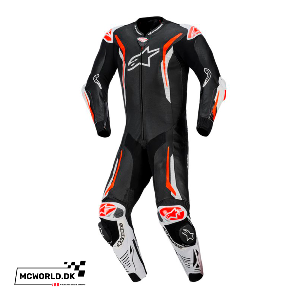 Alpinestars 1-delt l�derdragt - GP Tech v5 Sort/Hvid/ Fluo R�d