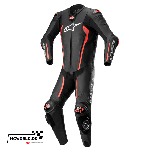 Alpinestars 1-delt l�derdragt - Missile v2 Sort/R�d Fluo