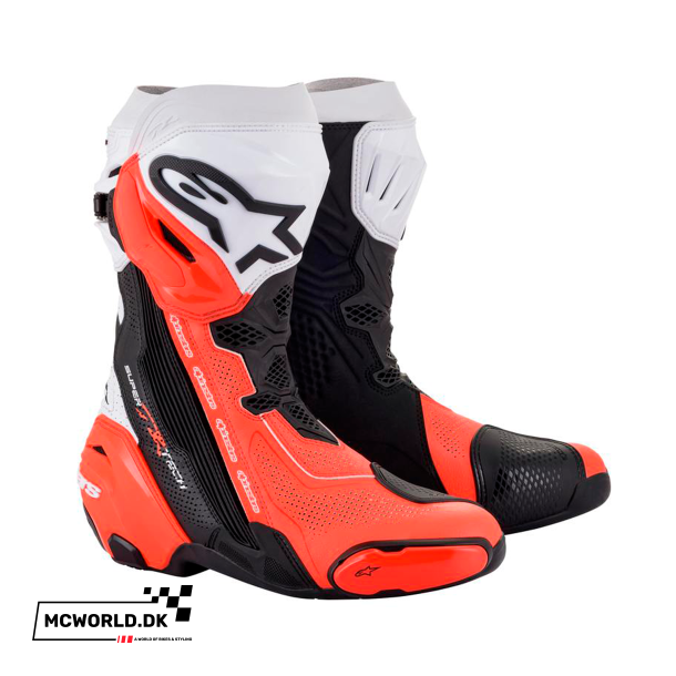 Alpinestars Supertech R Ventilleret V2 - Sort/Hvid/R�d Fluo